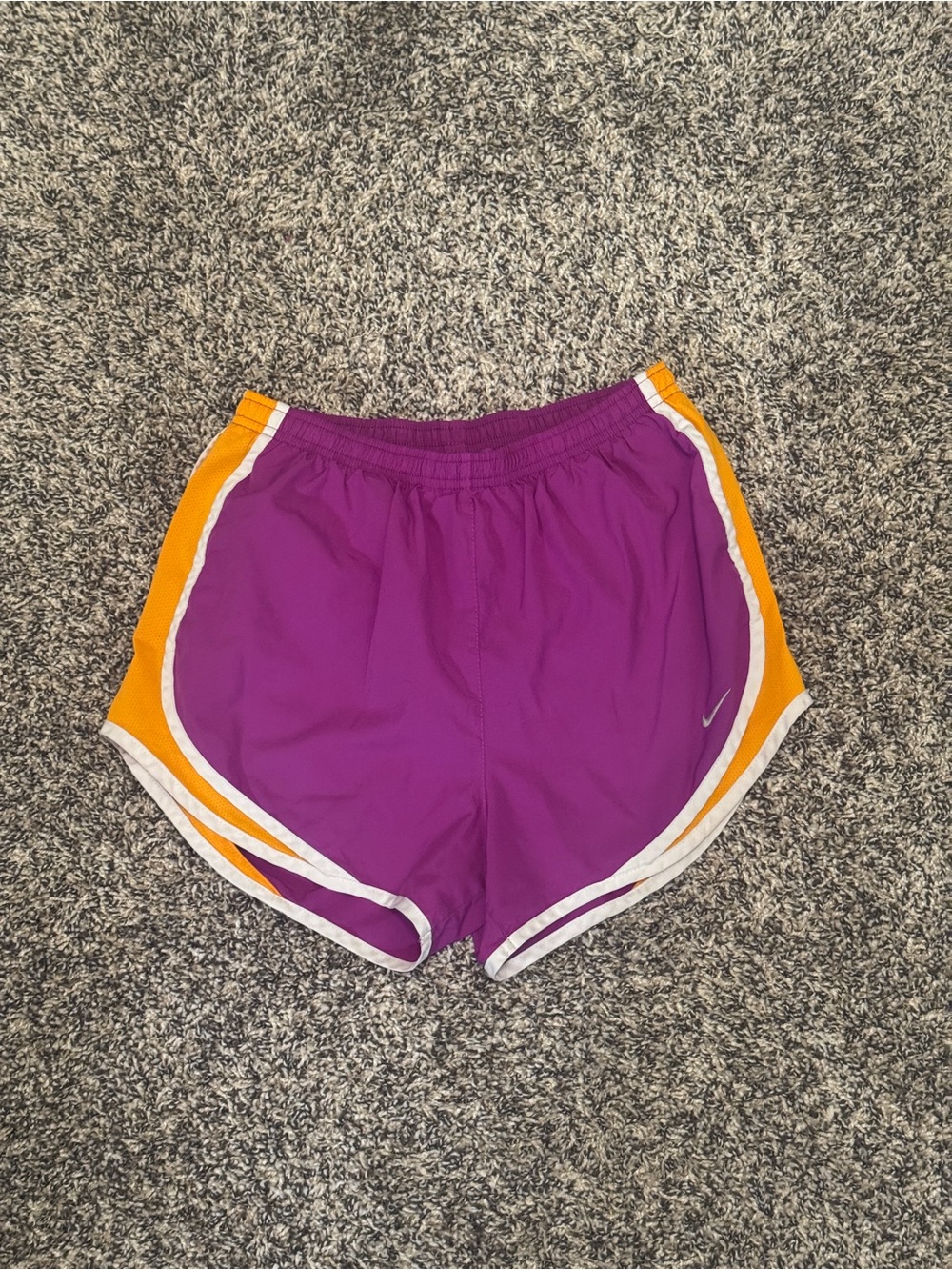 Nike Women’s Purple Athletic Shorts with Yellow Side Panels